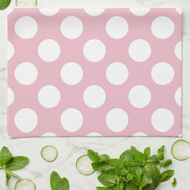 Rosa Polka dots, Polka Dot Mönster, Dit, Dit Kökshandduk (Vikta)