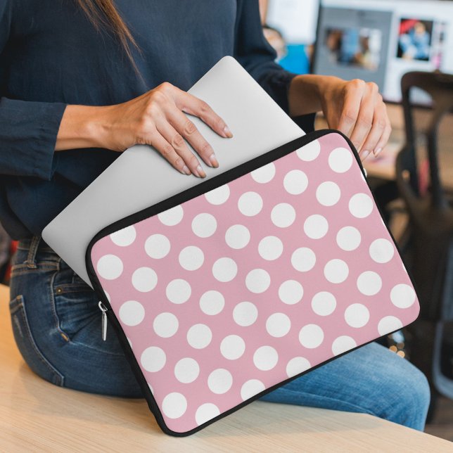 Rosa Polka dots, Polka Dot Mönster, Dit, Dit Laptop Fodral (Skapare uppladdad)