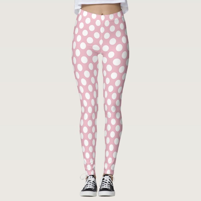 Rosa Polka dots, Polka Dot Mönster, Dit, Dit Leggings (Framsida)