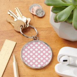 Rosa Polka dots, Polka Dot Mönster, Dit, Dit Rund Silverfärgad Nyckelring