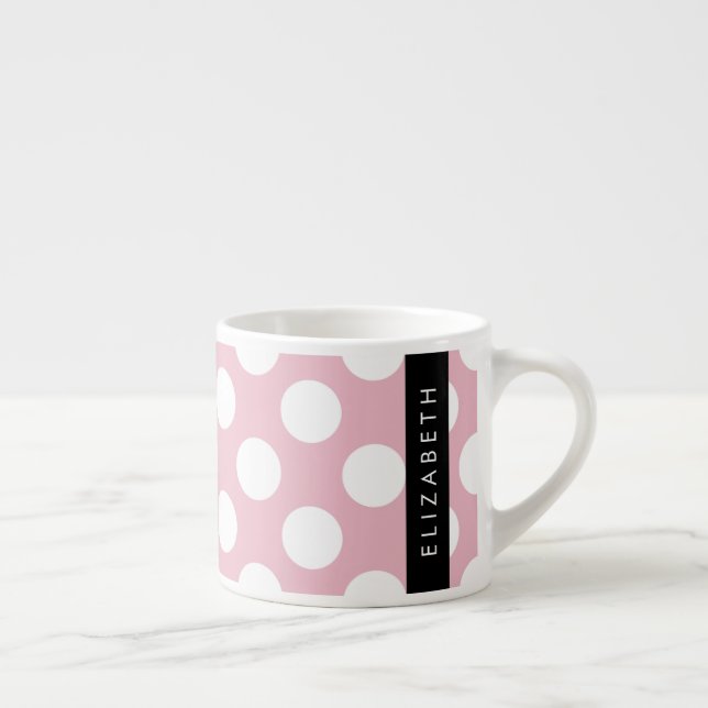 Rosa Polka dots, Polka Dot Mönster, ditt namn Espressomugg (Höger)