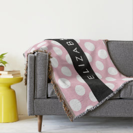 Rosa Polka dots, Polka Dot Mönster, ditt namn Filt