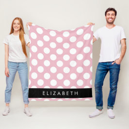 Rosa Polka dots, Polka Dot Mönster, ditt namn Fleecefilt