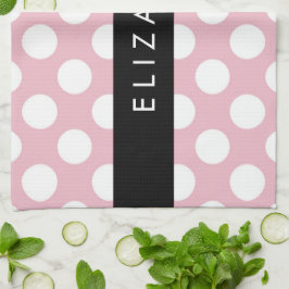 Rosa Polka dots, Polka Dot Mönster, ditt namn Kökshandduk