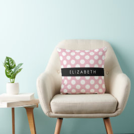 Rosa Polka dots, Polka Dot Mönster, ditt namn Kudde
