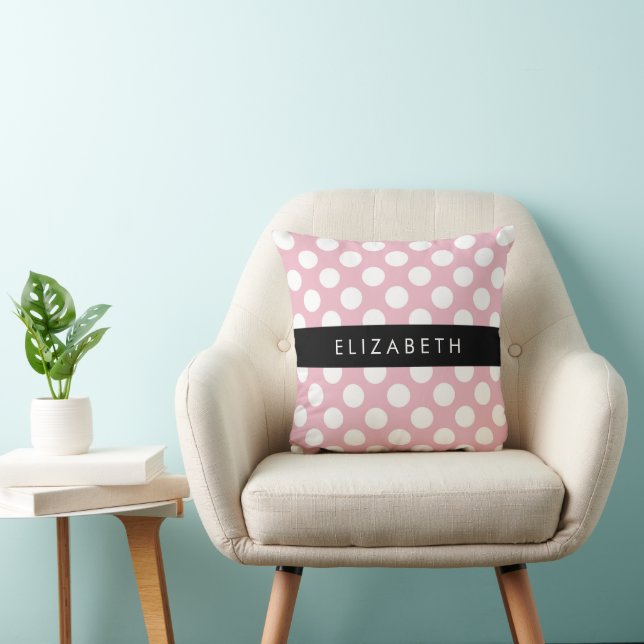 Rosa Polka dots, Polka Dot Mönster, ditt namn Kudde (Stol)