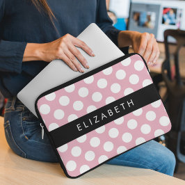 Rosa Polka dots, Polka Dot Mönster, ditt namn Laptop Fodral