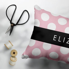 Rosa Polka dots, Polka Dot Mönster, ditt namn Prydnadskudde