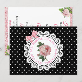 Rosa Polka dots Ro Flickans inbjudan till babykläd
