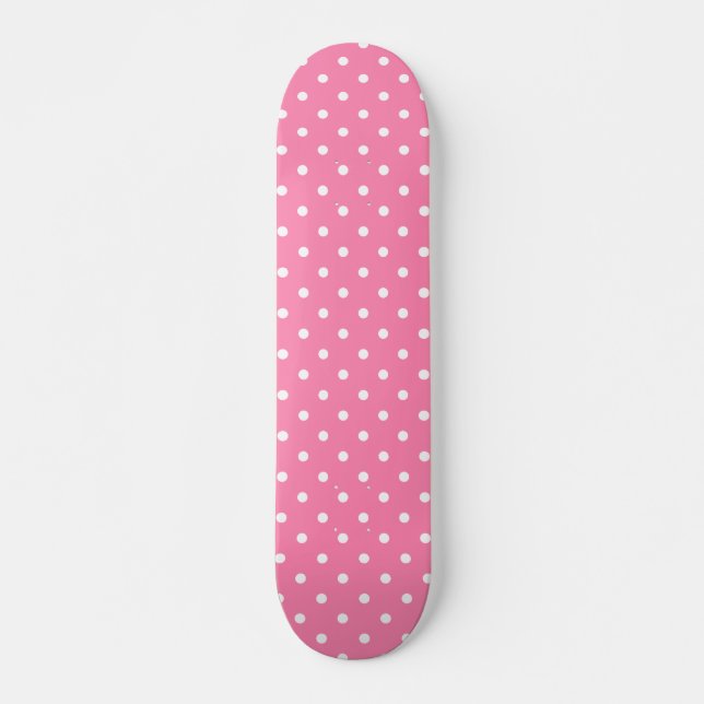 Rosa Polka dots Skateboard Deck (Framsida)