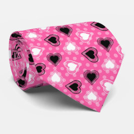 Rosa Polka dots Snöre Hearts Slips