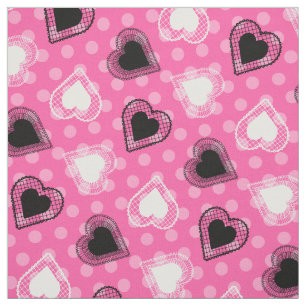 Rosa Polka dots Snöre Hearts Tyg