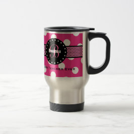 Rosa polka dots V02 för bäst LÄRAREMonogram Resemugg