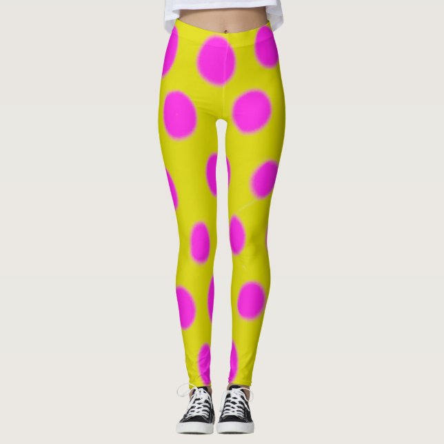 Rosa polka dotskvinna damasker leggings (Framsida)