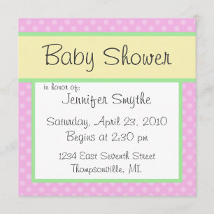 Rosa Polka Dotty Baby Shower-inbjudan Inbjudningar