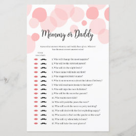 Rosa Polka Girl Baby Shower Mamma eller pappa Game