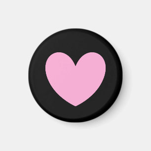 Rosa-polka-hjärtan på svart bomull magnet