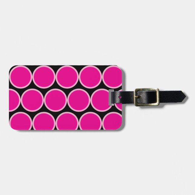Rosa Polka Luggage Tag Bagagebricka (Horisontell Framsida)