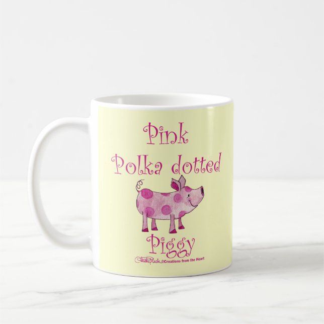 Rosa Polka-prickad svinmat Kaffemugg (Vänster)