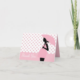 Rosa Polka-pricken Parbrella Baby Shower - tack fö Kort