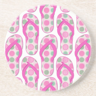 Rosa polka prickformad flip-flop underlägg sandsten