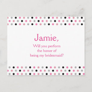 Rosa polka punkt bridesmaid frieri inbjudan vykort