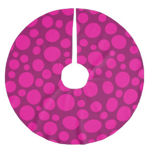 Rosa polka punkt julgransmatta borstad polyester