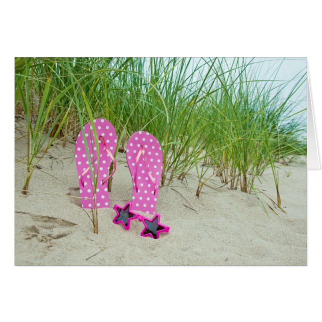 Rosa Polka-punktflip-flops OBS Kort (Framsidan Horizontal)