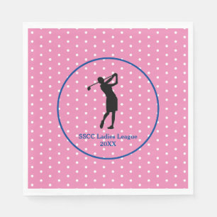 Rosa Polkadot Golf Party Plate för kvinnor Pappersservett
