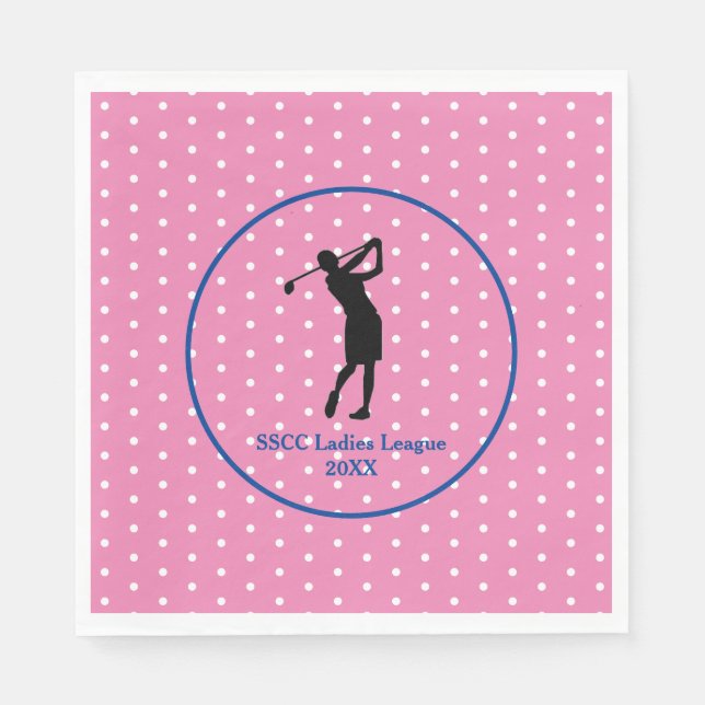 Rosa Polkadot Golf Party Plate för kvinnor Pappersservett (Framsidan)