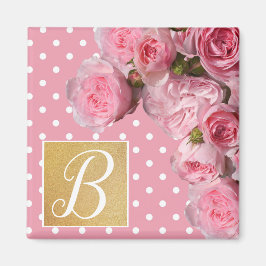Rosa Polkadot och Peonies Magnet