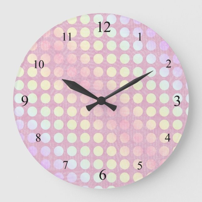 Rosa Polkadots Clock Stor Klocka (Framsida)