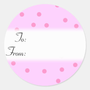 Rosa Polkadots Gift Märkre Sticker Runt Klistermärke