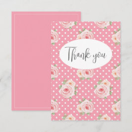 Rosa Polkadots platta tack-kort Tack Kort