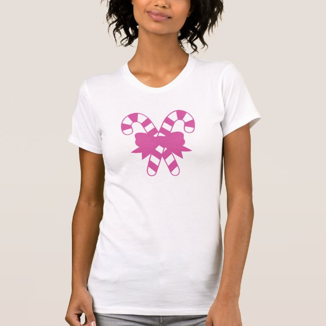 Rosa Polkagrisar med Bow T Shirt (Framsida)