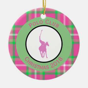 Rosa Polo Horse Julgransprydnad Keramik