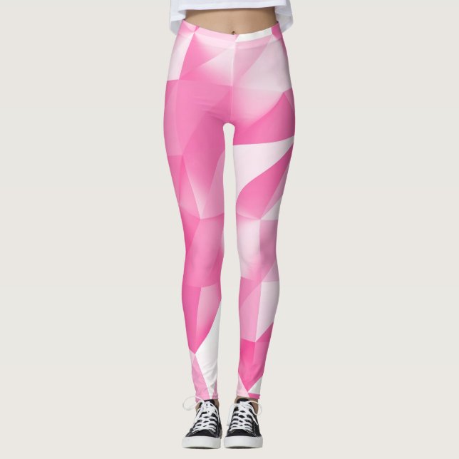 Rosa polygonbakgrund: abstrakt 3D-rendering Leggings (Framsida)