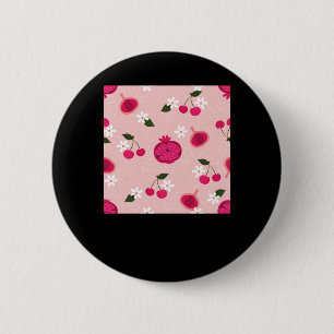 Rosa Pomegranat Fruit Cherry Blommigt Daisy Sticke Knapp