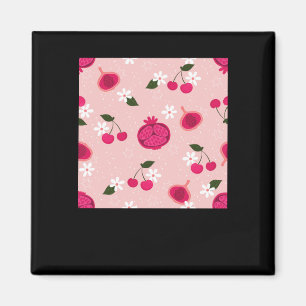 Rosa Pomegranat Fruit Cherry Blommigt Daisy Sticke Magnet