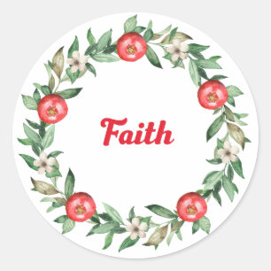 Rosa Pomegranate Andlig Stickers - Faith Runt Klistermärke