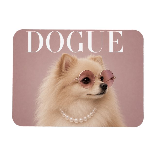 Rosa Pomeranian Hund Covergirl Magnet (Horisontell)