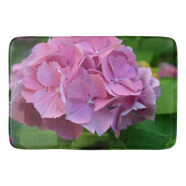 Rosa Pompom Hydrangea Hortensia Flower Badrumsmatta (Framsidan)