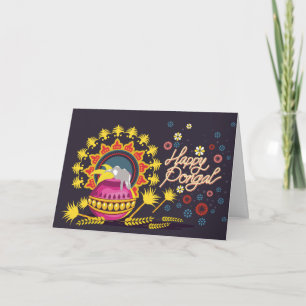 Rosa Pongal Pot på Mörk blått Kort