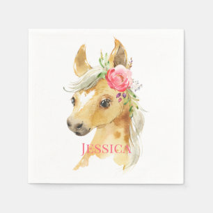 Rosa Pony Baby Shower Pappersservett