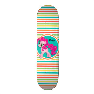Rosa Pony, Bright Rainbow Rand Skateboard Bräda 20 Cm