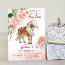 Rosa pony-födelsedag, giddy cowgirl party