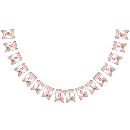 Rosa pony-födelsedag med cowgirl party-banderoll vimplar