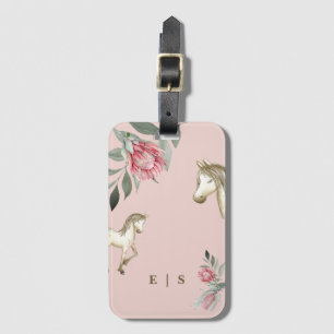 Rosa Pony Monogram Girl Bagagebricka