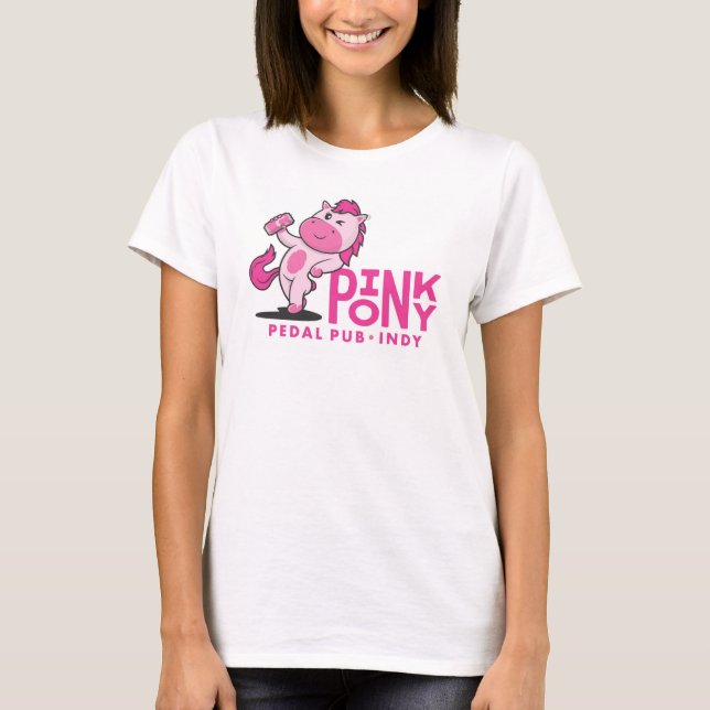 Rosa Pony Pedal Pub Indy T Shirt (Framsida)