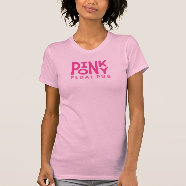 Rosa Pony Pedal Pub T Shirt (Framsida)